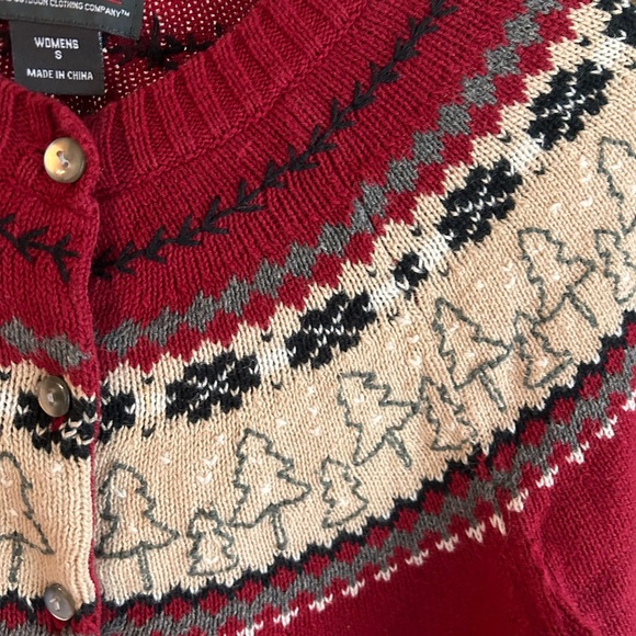 Vintage Woolrich Red Fair isle Cardigan size Small - Picture 2 of 7